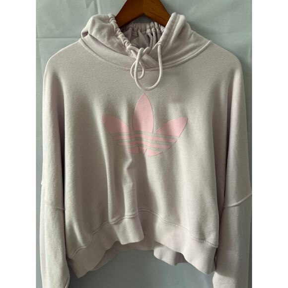 Adidas Womens Oversized Hoodie Sweatshirt Light Pink With Drawstring - Picture 1 of 4